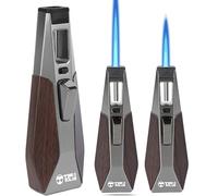 Briquet butane rechargeable avec verrouillage de sécurité, flamme réglable, brûleur de cuisinière de cuisine, design coupe-vent, cuisson gourmette, chalumeau de soudage (butane non inclus