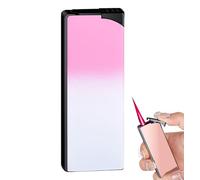 Briquet Butane Rechargeable Mini et Fin, résistant au Vent avec Flamme Simple, Design métallique Compact et Portable (gaz Non Inclus)(B)