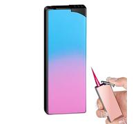 Briquet Butane Rechargeable Mini et Fin, résistant au Vent avec Flamme Simple, Design métallique Compact et Portable (gaz Non Inclus)(Blue)