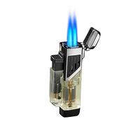 Briquet chalumeau 4 flammes réglables au gaz au butane (vendu sans gaz)