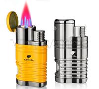 Briquet Chalumeau Cigare Cohiba 4 Torches, Couleur: Silver