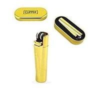 Briquet Clipper Métal avec Etui - Doré (Grand Format)