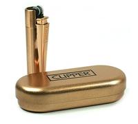 Briquet Clipper Métal - Grand Modèle - Réglable Rechargeable Gaz - Rose Gold (Métal Brossé)