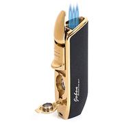 Briquet Coupe-Vent à 3 Becs Allume-Cigare Turbo Flame Jet Torche de Coup de Feu Puissante Réglable avec Boîte Exquise, Pas de Butane (gaz),Black