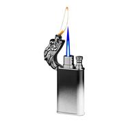 Briquet Coupe-Vent à Double Flamme, Briquet Torche au Butane Rechargeable, commutable Entre Jet et Flamme Douce réglable for Les Bougies de Camping en Plein air(Black and White)