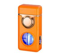 Briquet coupe-vent à double flamme en métal à activation vocale 5 méthodes d'allumage idéal pour barbecue, bougies et utilisation en extérieur