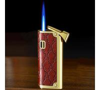 Briquet coupe-vent à flamme bleue - facile à appuyer for allumer, forte performance coupe-vent, allumage rapide, matériau métallique, élégant et résistant aux hautes températures, taille de flamme rég