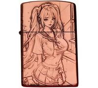 Briquet Coupe-Vent Au Kérosène - Briquets en Cuivre Blanc Sculpté à La Main Pur - Meule Rétro - Cadeau pour Les Hommes, Les Pères Et Les Maris, Red Copper