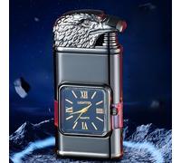 Briquet Coupe-Vent avec Lunette de Montre Vintage, Bordure Noire, Torche à Flamme à Jet, Briquet Ancien pour L'extérieur, Le Camping, Les Cadeaux pour Hommes (Aigle Noir)