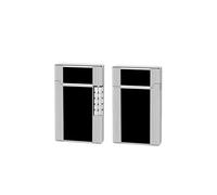 Briquet coupe-vent, briquet au butane, flamme réglable, flamme nue, gonflable, métal, acier, portable, souple, échelle(Silver green 1)