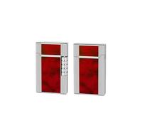 Briquet coupe-vent, briquet au butane, flamme réglable, flamme nue, gonflable, métal, acier, portable, souple, échelle(Silver red 1)