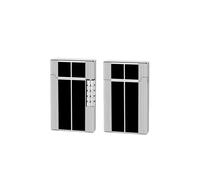 Briquet coupe-vent, briquet au butane, flamme réglable, flamme nue, gonflable, métal, acier, portable, souple, échelle(Silver black 1)