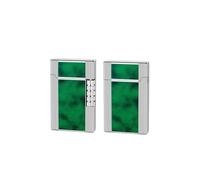 Briquet coupe-vent, briquet au butane, flamme réglable, flamme nue, gonflable, métal, acier, portable, souple, échelle(Silver green)
