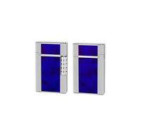 Briquet coupe-vent, briquet au butane, flamme réglable, flamme nue, gonflable, métal, acier, portable, souple, échelle(Silver blue)