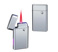 Briquet coupe-vent intelligent, quatre méthodes d'allumage, y compris la commande vocale, la flamme à jet, la conception à bascule, la flamme réglable, le cadeau for homme(Silver)