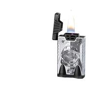 Briquet coupe-vent, peinture électrolytique multifonctionnelle, portable, réutilisable, flamme douce réglable avec réservoir de carburant visible, briquet en métal kérosène à commande vocale (carburan