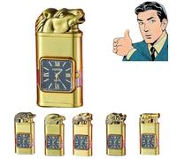 Briquet coupe-vent vintage avec lunette de montre, torche à flamme à jet, nouveau briquet rétro coupe-vent cool et unique, rechargeable au butane, design à double flamme, adapté for l'extérieur, le ca