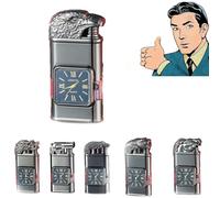 Briquet coupe-vent vintage avec lunette de montre, torche à flamme à jet, nouveau briquet rétro coupe-vent cool et unique, rechargeable au butane, design à double flamme, adapté for l'extérieur, le ca