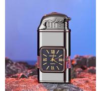 Briquet coupe-vent vintage avec lunette de montre, torche à flamme à jet, nouveau briquet vintage coupe-vent unique et cool, cheval/tigre/dragon animaux, briquet vintage rechargeable au gaz butane(A)