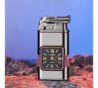 Briquet Coupe-Vent Vintage Avec Lunette de Montre, Torche à Flamme à Jet, Unique et Cool, Cheval/Tigre/Dragon Animaux, Rechargeable au Gaz Butane (D)