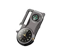 Briquet créatif avec montre, boussole multifonctionnelle, décapsuleur, avec lumière colorée, montre véritable, 5 en 1, briquet coupe-vent (noir)