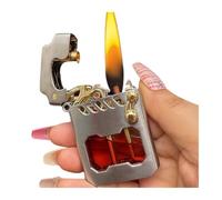 Briquet d'allumage à pignon d'entraînement à Bascule, Briquet à kérosène en métal à l'ancienne. Convient for la Nature, Les Voyages, Le Camping (Hors Carburant).(Silver)