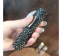 Briquet de Luxe serti de Diamants for Femme, Briquet à allumage par Pression, Briquet Coupe-Vent à Flamme Bleue à feu Direct, Briquet Torche à gaz Butane, Cadeau Unisexe(Black)