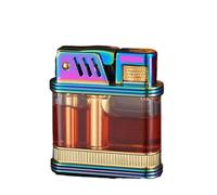 Briquet de tranchée vintage, briquet à kérosène rétro avec un réservoir de kérosène rechargeable transparent adapté au camping, aux bougies et aux voyages(Purple)