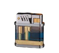 Briquet de tranchée vintage, briquet à kérosène rétro avec un réservoir de kérosène rechargeable transparent adapté au camping, aux bougies et aux voyages(Silver)