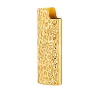 Briquet décoratif en métal pour BIC J6 (sans briquet), motif coque en relief 3D, 5 finitions métalliques (doré)