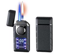 Briquet Double Arc Multi-Fonctionnel Avec Lumières Colorées - Tempête à Jet Flamme Anti-Vent, Électrique Sans Flamme, Rechargeable Au Gaz (Noir-B)