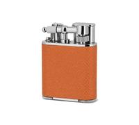 briquet double flamme torche junior cuir peter charles orange