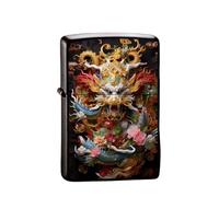 Briquet dragon chinois 2024 Année du dragon, remplaçable pour Zippo (étui uniquement), taille de l'insert compatible 3,6 cm x 1,2 cm x 5 cm (style 8)