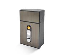 Briquet électrique 2 en 1 avec étui à cigarettes avec briquet électronique, pour 20 cigarettes normales, briquet rechargeable sans flamme avec port USB, cadeau de fête des pères pour papa grand-père
