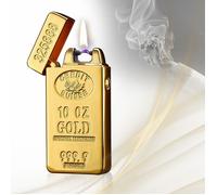 Briquet électrique à arc unique rechargeable par USB Or Lingot d'or Coupe-vent Allume-cigare cadeau pour homme