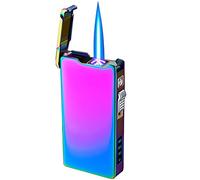 Briquet électrique à Double Arc, Briquet Torche Jet Flame avec indicateur de Batterie 2 en 1 Coupe-Vent Plasma USB Rechargeable, Bon pour Bougie Cigare Cigarette
