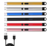 Briquet Electrique Allume Bougie: 6 Pièces USB Rechargeable Arc Briquet avec Double Interrupteur De Sécurité, Briquets Arc électrique Coupe-Vent sans Flamme pour Bougie, Barbecue, Camping, Doré