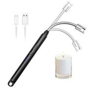 Briquet Electrique, Allume Bougie Rechargeable USB, Briquet à Arc Électrique, Allume Feu Coupe-Vent, Briquet Long pour Gazinière, Bougie, Barbecue, Camping (Noir)
