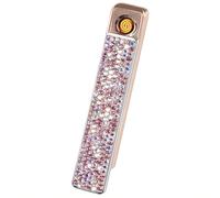 Briquet électrique avec strass, rechargeable par USB, briquet à arc électrique, coupe-vent, petit briquet électronique pour femme, cadeau avec boîte (rose)