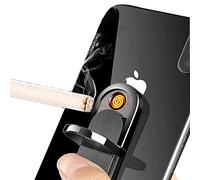 Briquet Électrique, Briquet Multifonction 2 en 1, Allume-téléphone, Briquet Rechargeable USB Coupe-Vent pour Fumer, Bougies,Black Drawing