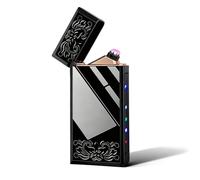 Briquet électrique, coupe-vent, plasma, à arc électrique, rechargeable, USB, avec indicateur de batterie, briquet tempête électrique pour bougies, extérieur, cadeaux pour homme, noir