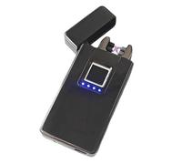 Briquet électrique Coupe-Vent, Rechargeable par USB, Double Arc, avec indicateur de Batterie LED, Reconnaissance d'empreintes digitales, pour Bougies, Cigarettes, cigares et Camping.(Black)