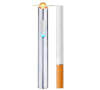 Briquet électrique Mini Rechargeable USB, Coupe-Vent, Portable, sans Flamme, se Range dans Un étui à Cigarettes.(Silver)