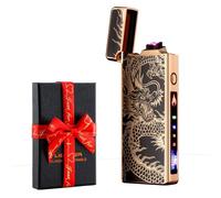 Briquet électrique personnalisable, résistant au vent, rechargeable par USB, double arc, pour le camping (dragon)