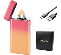 Briquet électrique Rechargeable briquets tempête Briquet personnalisé avec Affichage LED Batterie en métal Parfait pour barbecues et comme Cadeau élégant (Dégradé de Rose et Jaune)