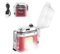 Briquet électrique rechargeable, étanche, coupe-vent, sans flamme, avec indicateur de batterie et 3 modes, pour équipement de survie en plein air randonnée