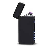 Briquet électrique Rechargeable USB à Double Arc, Coupe-Vent, avec indicateur de Batterie LED et Interrupteur Tactile, idéal pour la Famille, Les Amis, Le Camping ou Les barbecues.(Black)