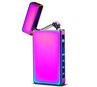 Briquet électrique Rechargeable USB à Double Arc, Coupe-Vent, avec indicateur de Batterie LED et Interrupteur Tactile, idéal pour la Famille, Les Amis, Le Camping ou Les barbecues.(Multi-Colored)