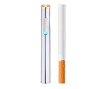 Briquet électrique Rose, Mini Briquet Rechargeable par USB, Coupe-Vent, Portable, sans Flamme, Peut être mis dans la boîte à Cigarettes (Color : Silver)