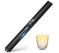 Briquet Électrique USB Rechargeable, Allume Bougie Electrique, Long Briquet Tempête Rechargeable Briquet Arc Électrique Coupe-Vent sans Flamme pour Cuisine Camping Barbecue Cheminée Gazinière (Noir)